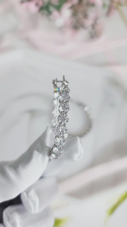 MAËVA 40MM White CZ Diamond Hoop Earrings in Rhodium Over Sterling Silver