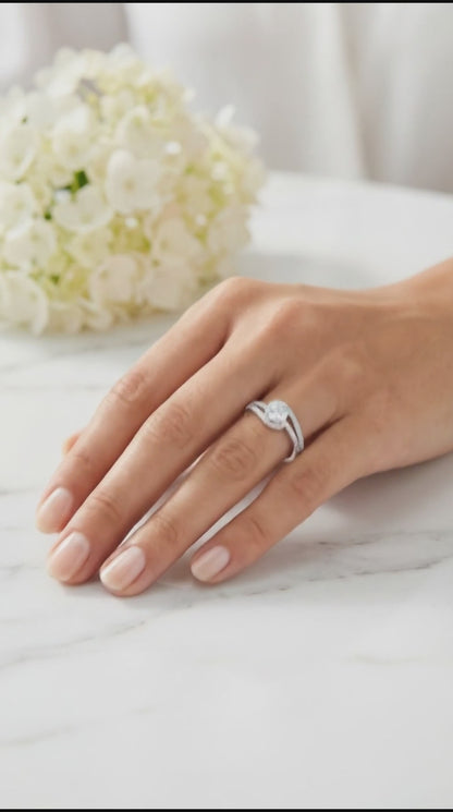 BETHANY White CZ Diamond Round Cut Ring in Rhodium Over Sterling Silver