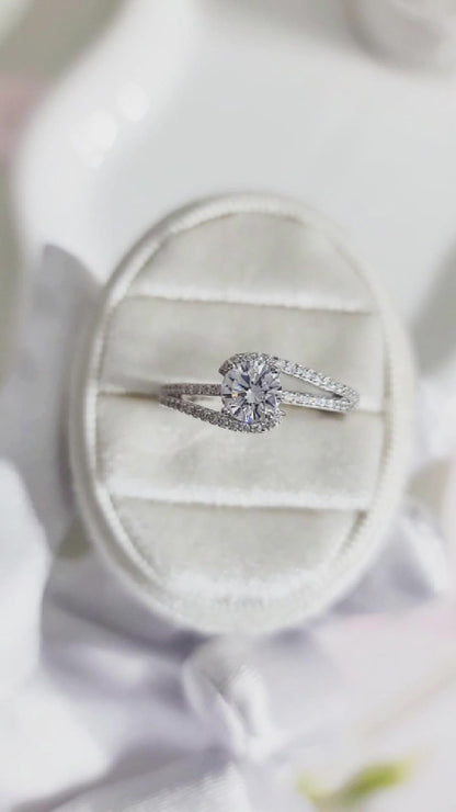 BETHANY White CZ Diamond Round Cut Ring in Rhodium Over Sterling Silver