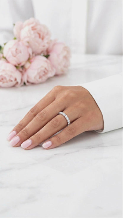 JEMIMA Full Eternity White CZ Diamond Stacking Ring in Rhodium Over Sterling Silver