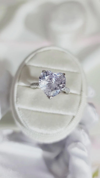 CLAIRE Heart Cut Pave White CZ Diamond Eternity Ring in Rhodium Over Sterling Silver