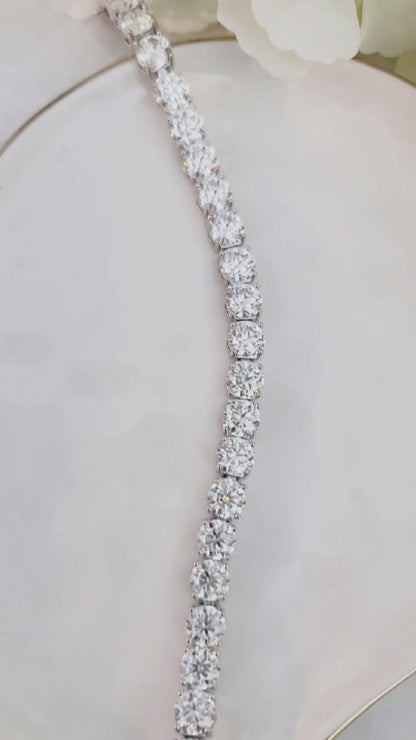 6.5MM VVS Moissanite Tennis Bracelet – Bridal, Anniversary, Christmas & Birthday Gift for Her – Rhodium Over Sterling Silver, Up to 25 CTW Luxury Brilliance [STELLA]