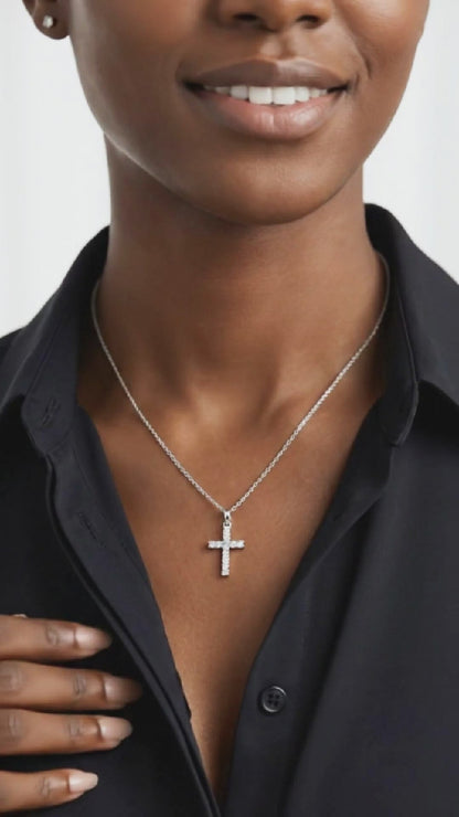 GRACE CZ Diamond Cross Pendant Necklace