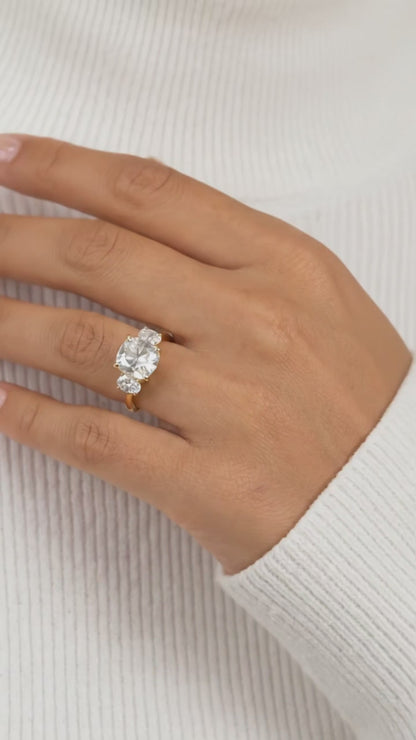 SUZIE 3-Stone CZ Diamond Ring – Bridal, Engagement, Wedding, Anniversary & Valentine's Day Gift for Her – 14K Gold Over Sterling Silver, Timeless Magical Sparkle