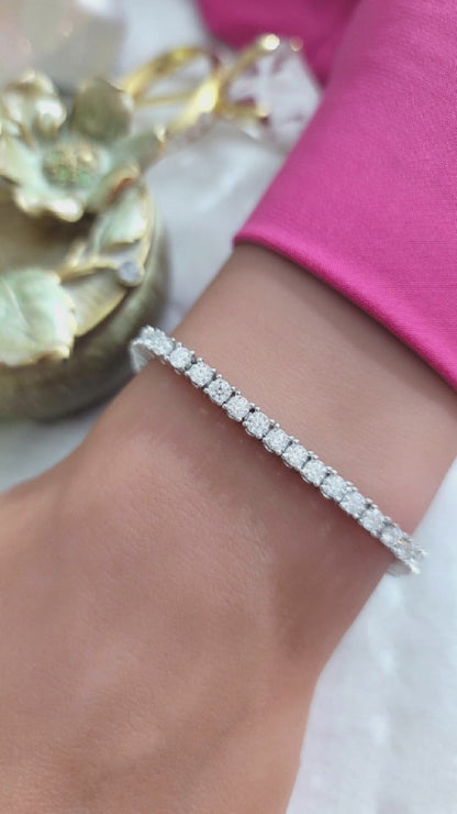 STELLA 3MM Moissanite Tennis Bracelet in Rhodium Over Sterling Silver