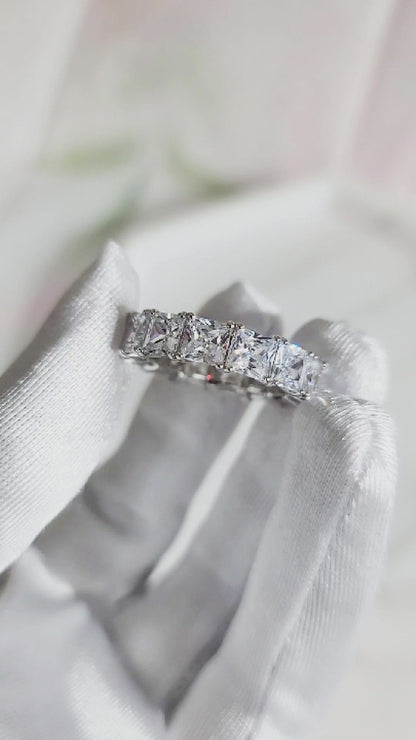 SOFIA White CZ Diamond Eternity Tennis Band in Rhodium Over Sterling Silver