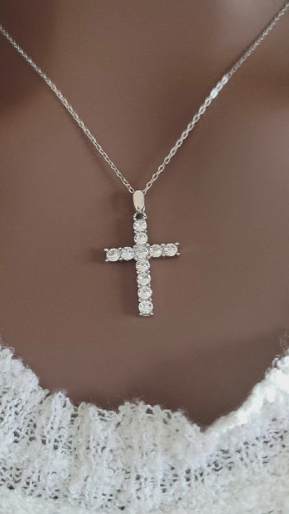 GRACE Cross Necklace Pendant in Sterling Silver