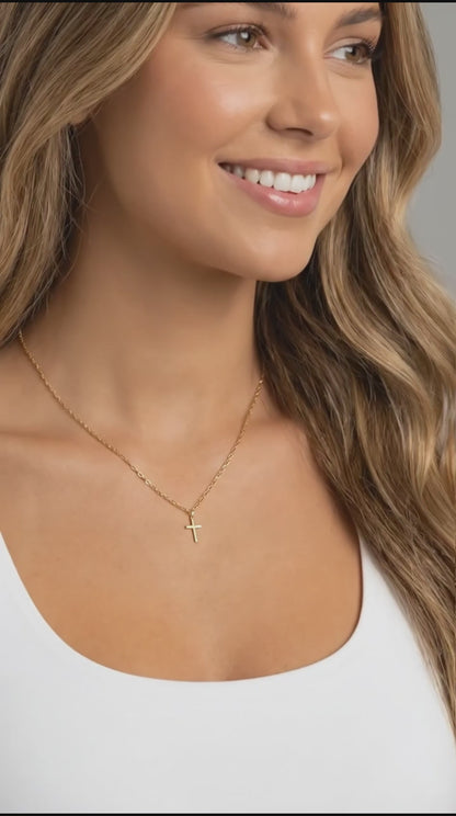 VIA Dainty Cross Pendant Necklace 18" – Christian Faith, Mother's Day, Birthday & Christmas Gift for Her – 18K Gold Over Sterling Silver, Timeless Everyday Faith & Elegance
