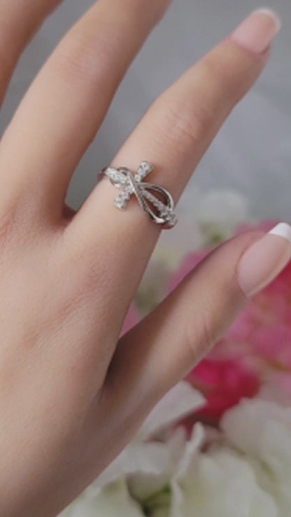 JOY Cubic Zirconia Cross Ring in Sterling Silver