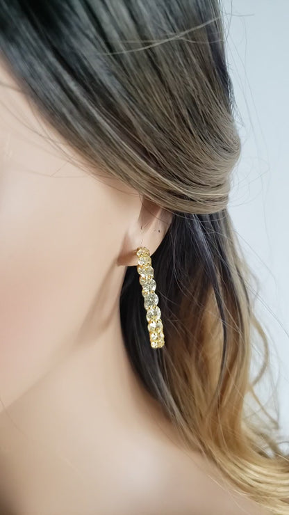 MAËVA 40MM White CZ Diamond Hoop Earrings 14K Gold Over Sterling Silver