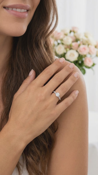 ARABELLA White Crystal Diamond Ring 18K White Gold Over Sterling Silver