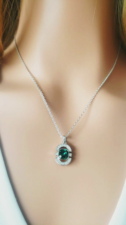 MELODY Emerald Green Crystal Bracelet, Earrings, Necklace Set in Rhodium Over Sterling Silver