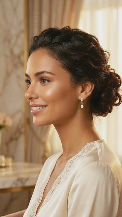 ABIGAIL PEARL DROP EARRINGS 14K Gold Over Sterling Silver