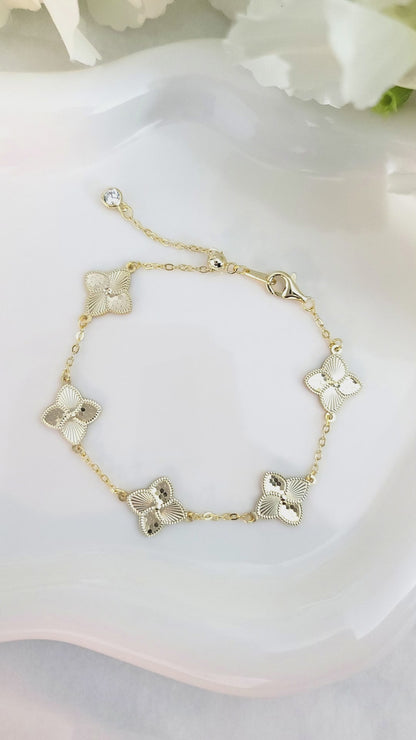 CASSIE Four-Leaf Clover Bracelet 14K Gold Over Sterling Silver