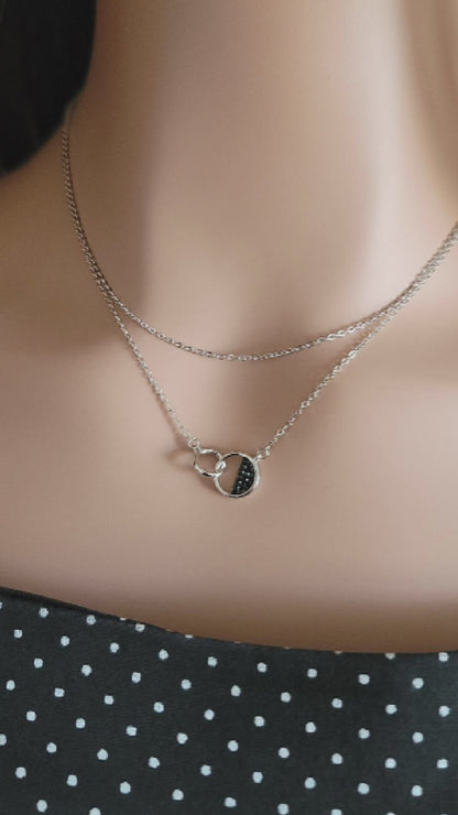 JESSICA Interlocking Black Spinel Pendant Necklace