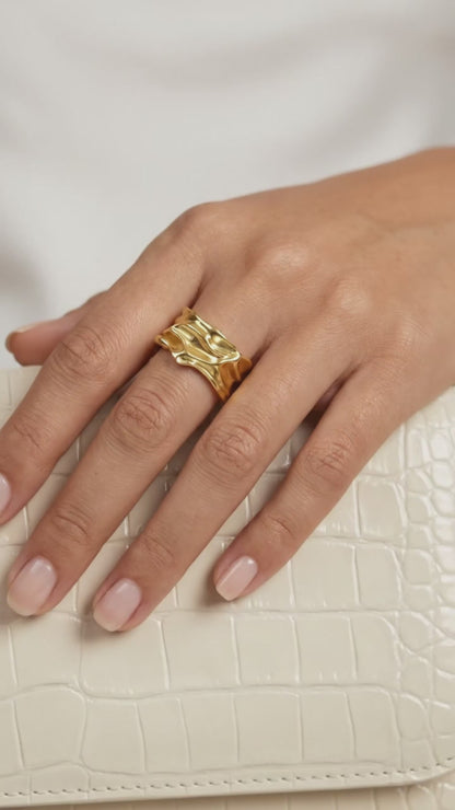 ROSA Adjustable Wide Wrap Band 18K Gold Over Sterling Silver