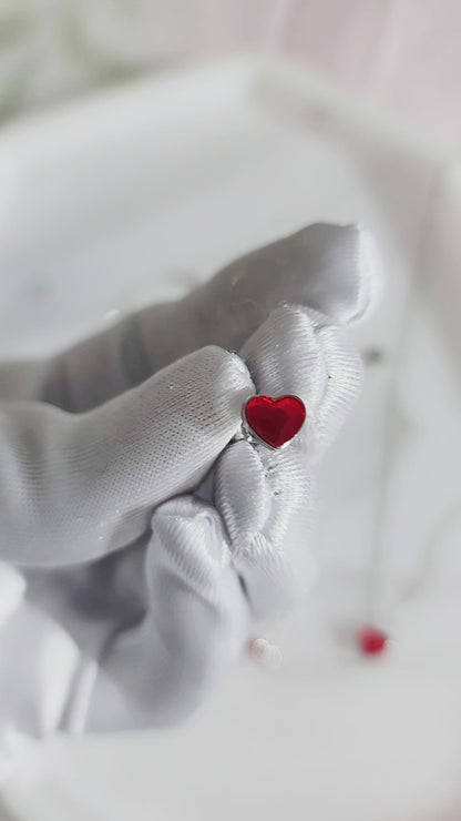 TIFFANY Figure Eight Austrian Red Crystal Heart Necklace in Rhodium Over Sterling Silver