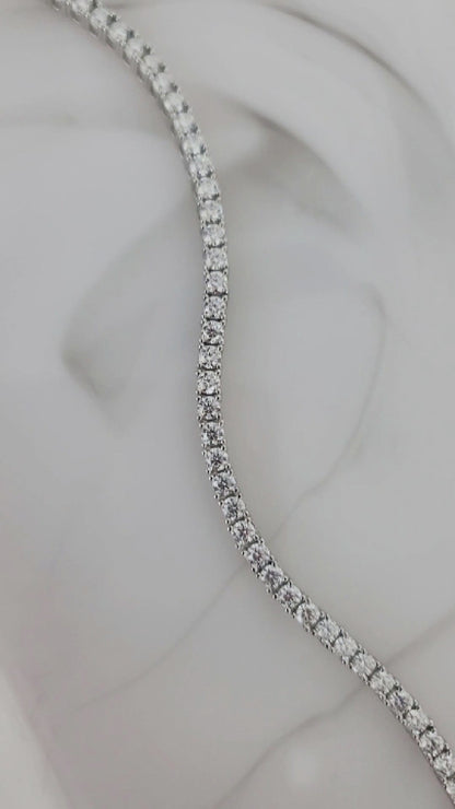 STELLA 3MM Moissanite Tennis Bracelet in Rhodium Over Sterling Silver