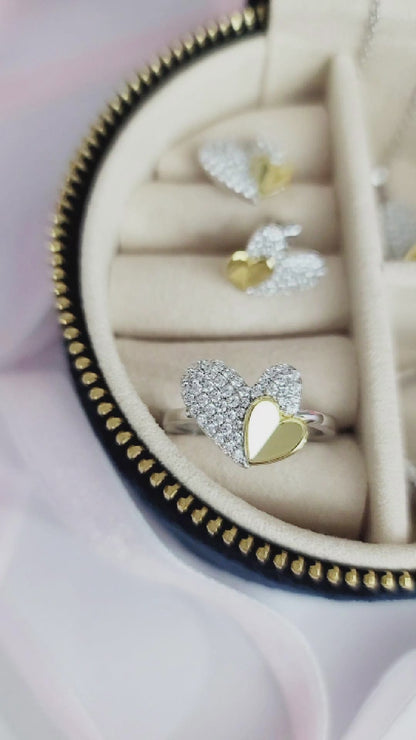 LOIS Heart Pendant Necklace in 18K Gold and Rhodium Over Sterling Silver