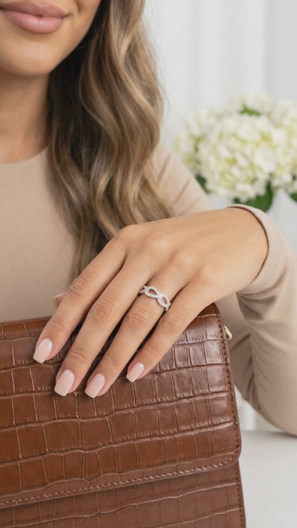 FRANCESCA Crisscross Ring in Rhodium Over Sterling Silver