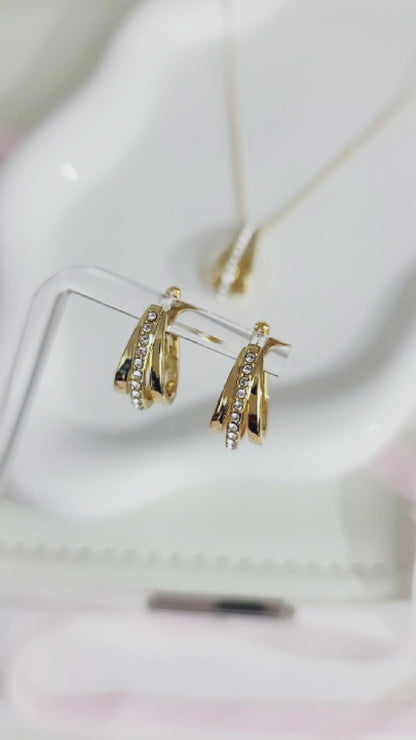 JOSÉE White Crystal Diamond Hoop Earrings 18K Gold Over Sterling Silver